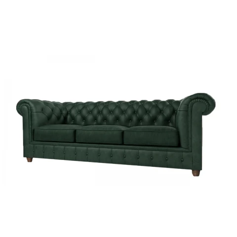 Sofa pikowana 3-osobowa butelkowa zieleń Solaris 3 – stylowa i wygodna do salonu