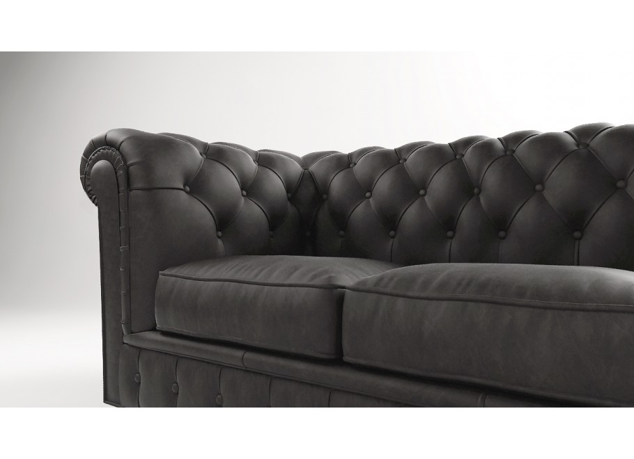 Ciemnoszara sofa 3-osobowa pikowana chesterfield Solaris 3 – stylowa i uniwersalna 3