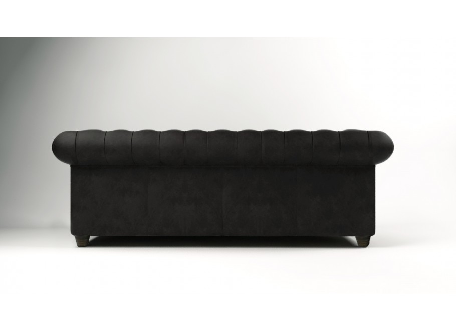 Czarna sofa pikowana 3-osobowa chesterfield Solaris 3 – elegancka, wygodna, do salonu 4