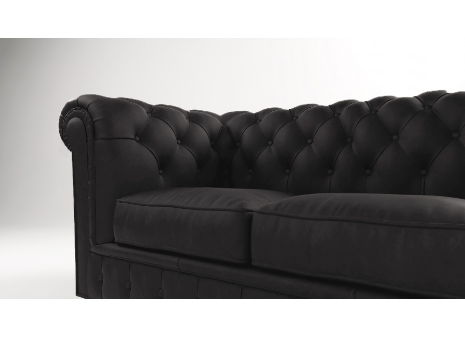 Czarna sofa pikowana 3-osobowa chesterfield Solaris 3 – elegancka, wygodna, do salonu 3