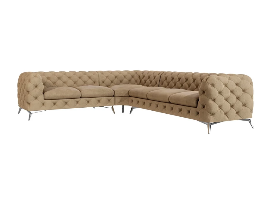 Narożnik sześcioosobowy pikowany glamour Chesterfield TEO 2+E+3