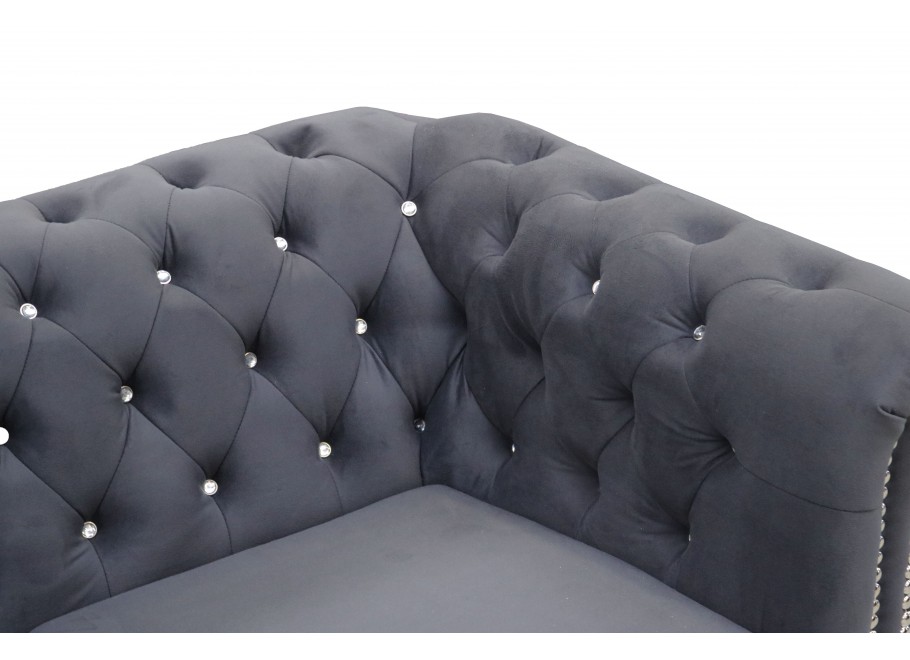 Sofa z funkcją spania pikowana z kryształkami Chesterfield FELIX BLINK 3 - Antracyt 4