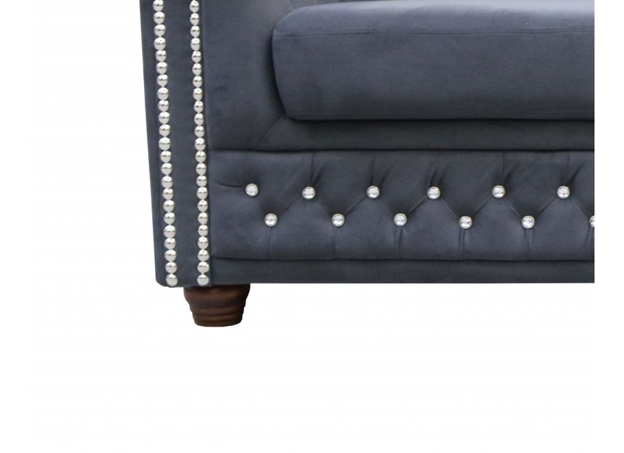 Sofa z funkcją spania pikowana z kryształkami Chesterfield FELIX BLINK 3 - Antracyt 7