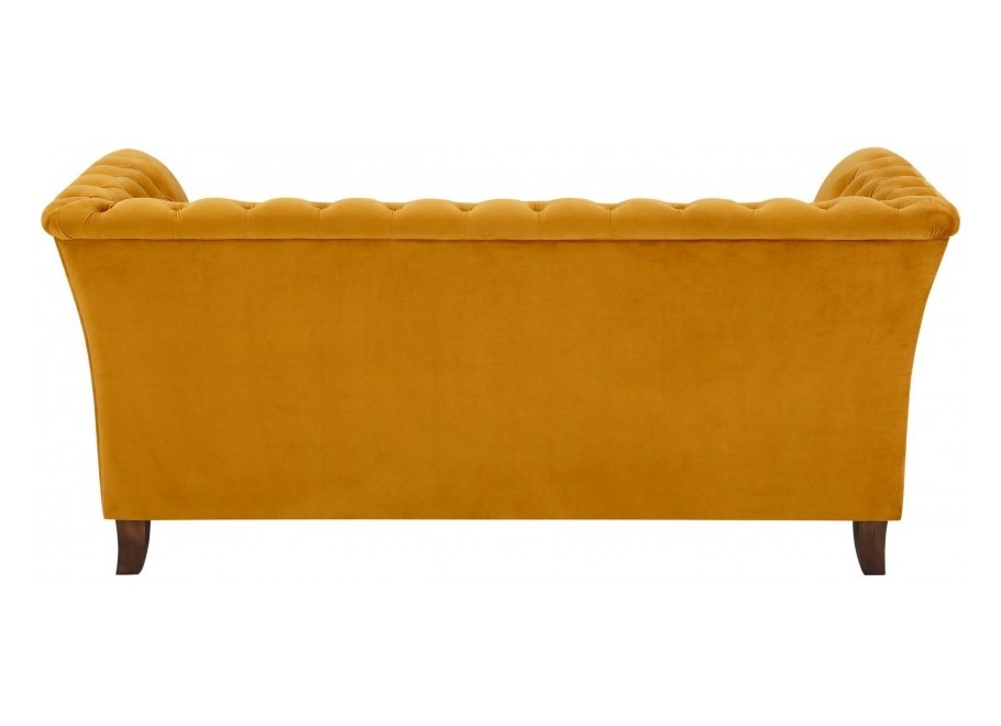 Pikowana sofa musztardowa Chesterfield HASSO 2 - idealna do małego mieszkania 4