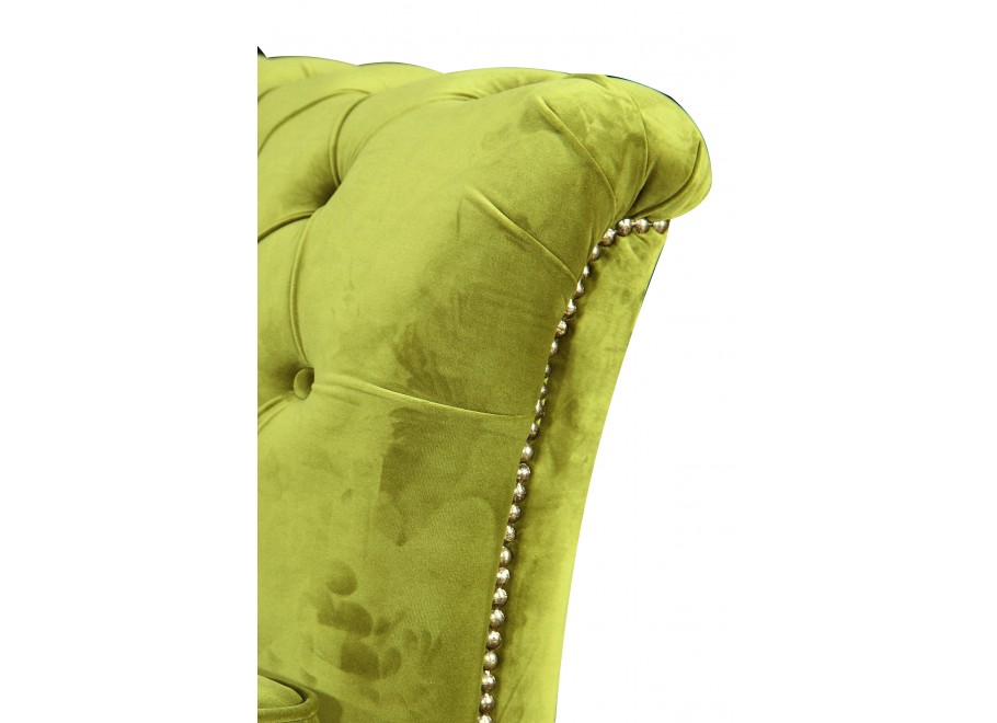 Mała sofa dwuosobowa pikowana zielona oliwkowa Chesterfield HASSO 2 7