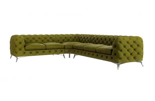 Narożnik sześcioosobowy pikowany glamour Chesterfield TEO 2+E+3 - wypoczynkowe