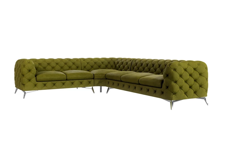Narożnik sześcioosobowy pikowany glamour Chesterfield TEO 2+E+3
