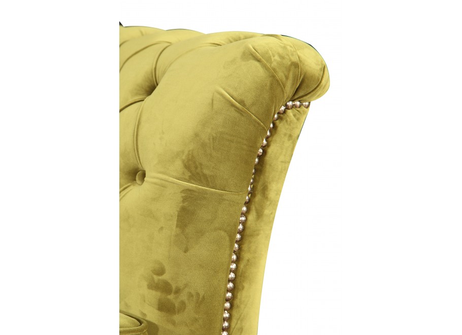 Mała sofa z funkcją spania pikowana zielona oliwkowa Chesterfield HASSO 2 3