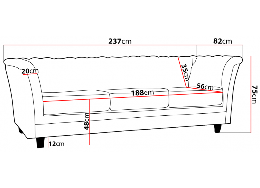 Wygodna sofa trzyosobowa pikowana Chesterfield HASSO 3 – musztardowy kolor 7