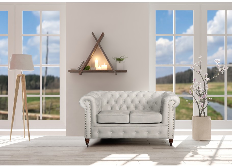 Mała sofa dwuosobowa szara pikowana Chesterfield VINCENT - idealna do salonu 2