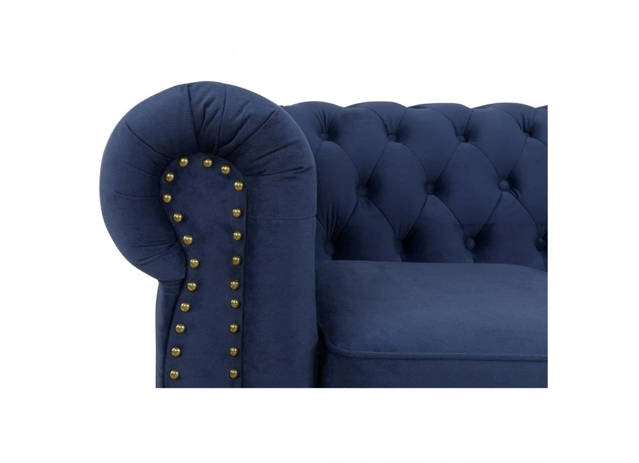 Wygodna sofa VINCENT – Chesterfield w kobaltowym kolorze, kompaktowa