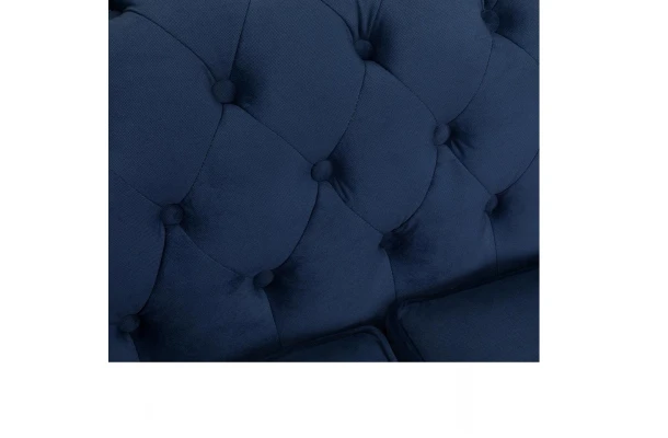 Wygodna sofa VINCENT – Chesterfield w kobaltowym kolorze, kompaktowa - design i funkcjonalnosc w parze