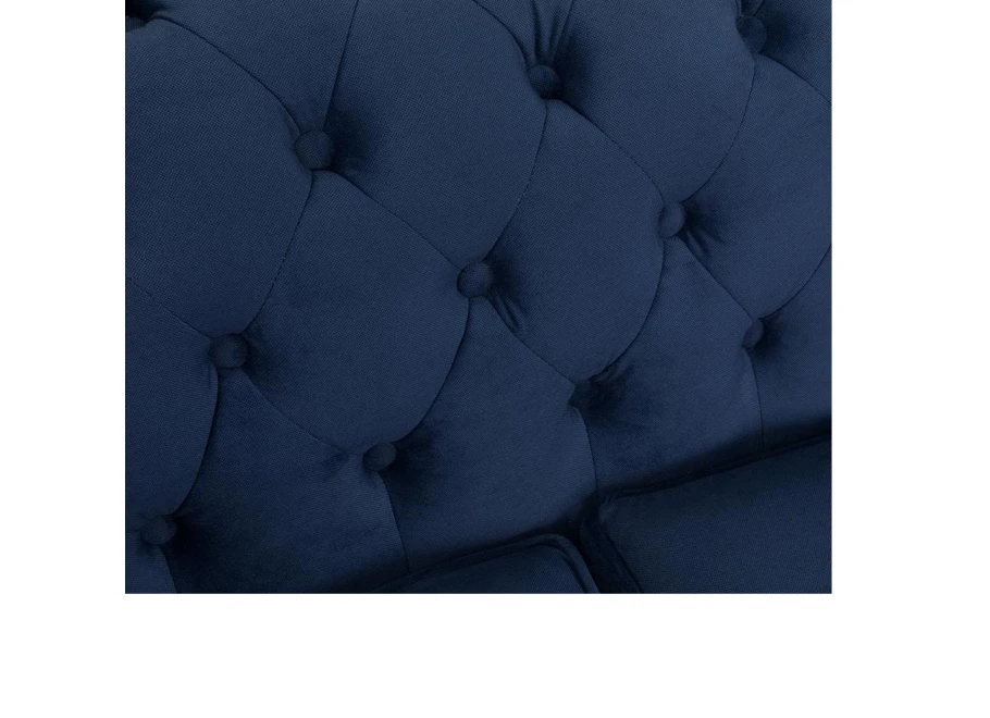 Wygodna sofa VINCENT – Chesterfield w kobaltowym kolorze, kompaktowa