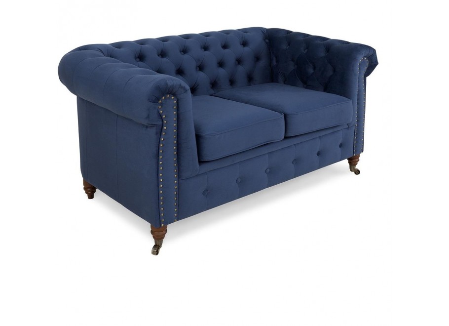 Wygodna sofa VINCENT – Chesterfield w kobaltowym kolorze, kompaktowa 2