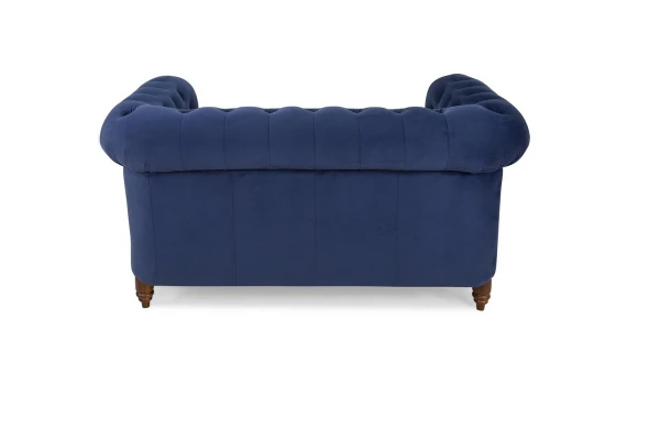 Wygodna sofa VINCENT – Chesterfield w kobaltowym kolorze, kompaktowa - design i funkcjonalnosc w parze