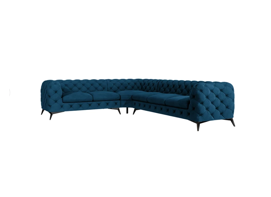 Narożnik sześcioosobowy pikowany glamour Chesterfield TEO 2+E+3