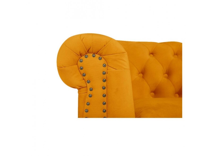Sofa VINCENT pikowana Chesterfield – stylowa, żółta, idealna do małego wnętrza 6