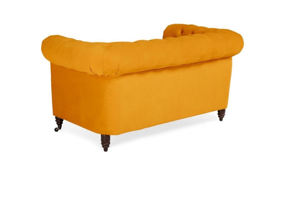 Sofa VINCENT pikowana Chesterfield – stylowa, żółta, idealna do małego wnętrza 4
