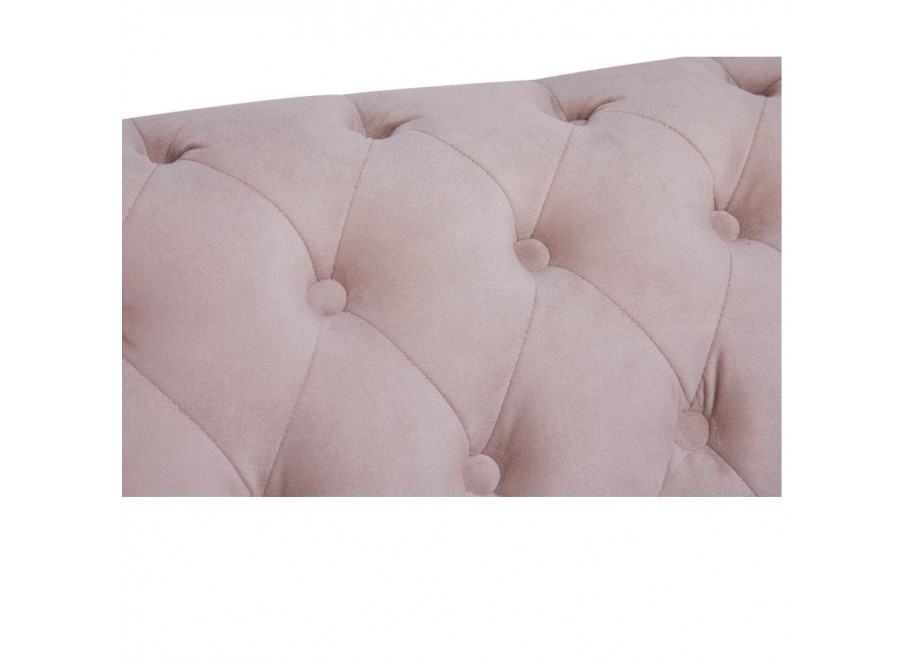Stylowa sofa dwuosobowa Chesterfield VINCENT – pudrowy róż, wygodna i kompaktowa 3