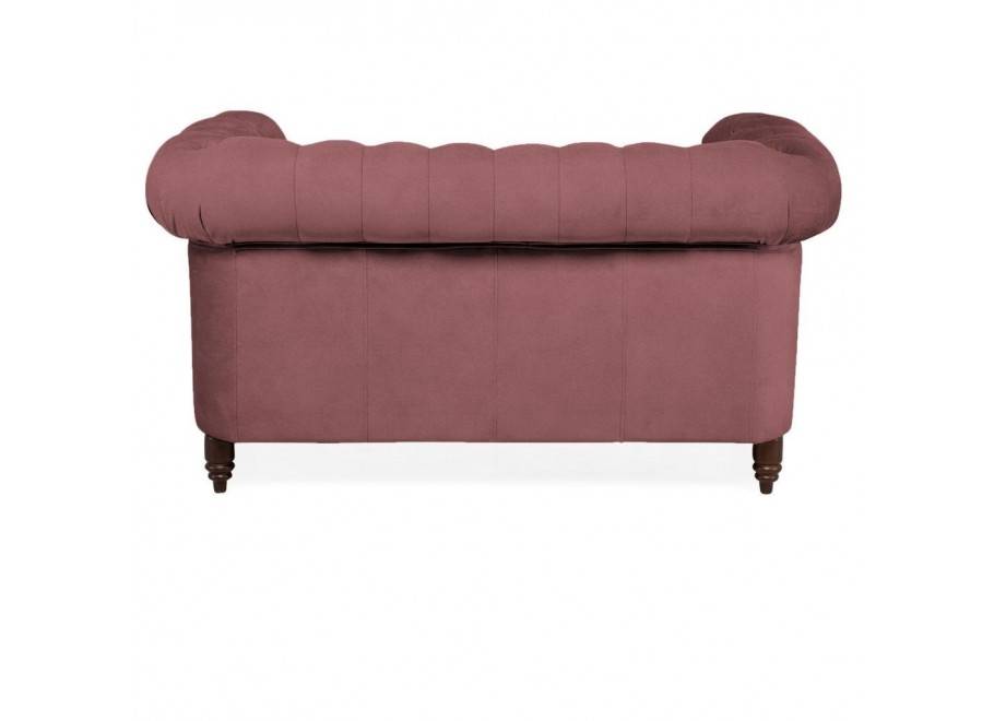 Różowa sofa dwuosobowa Chesterfield VINCENT – elegancka, pikowana, mała 5
