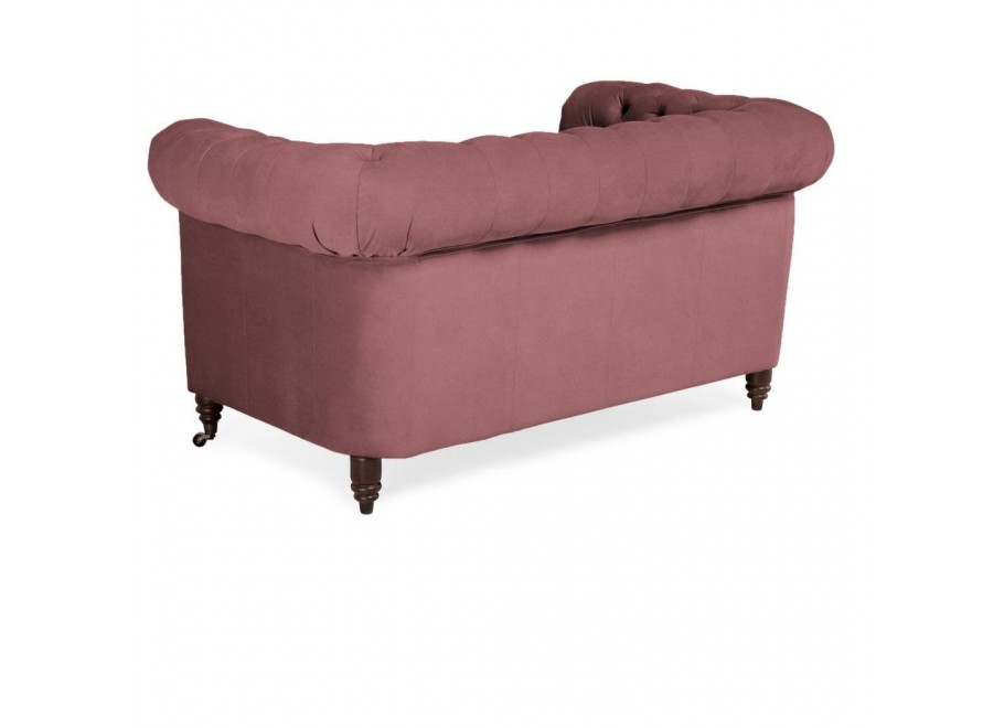 Różowa sofa dwuosobowa Chesterfield VINCENT – elegancka, pikowana, mała 6