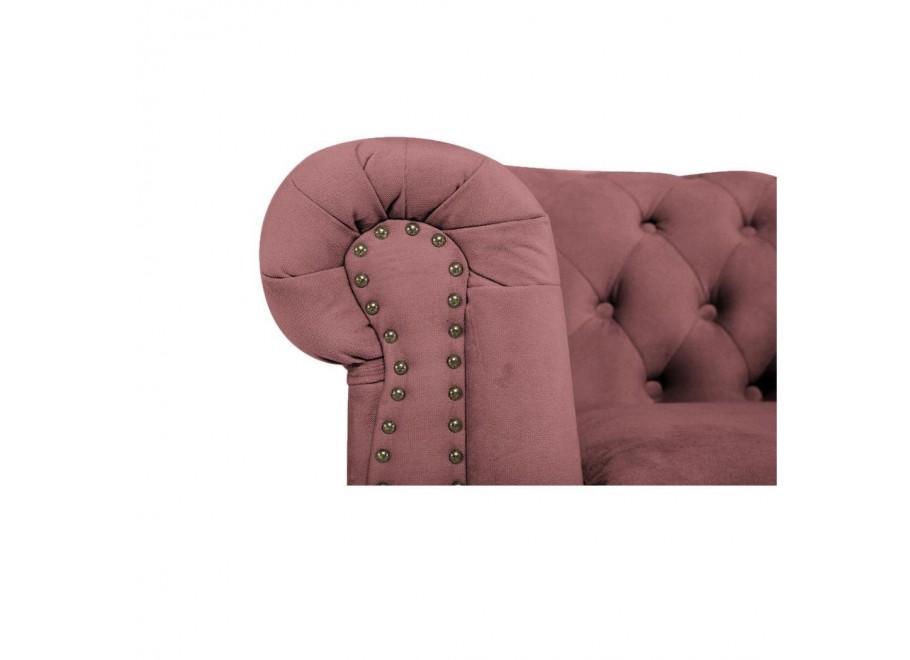 Różowa sofa dwuosobowa Chesterfield VINCENT – elegancka, pikowana, mała 3