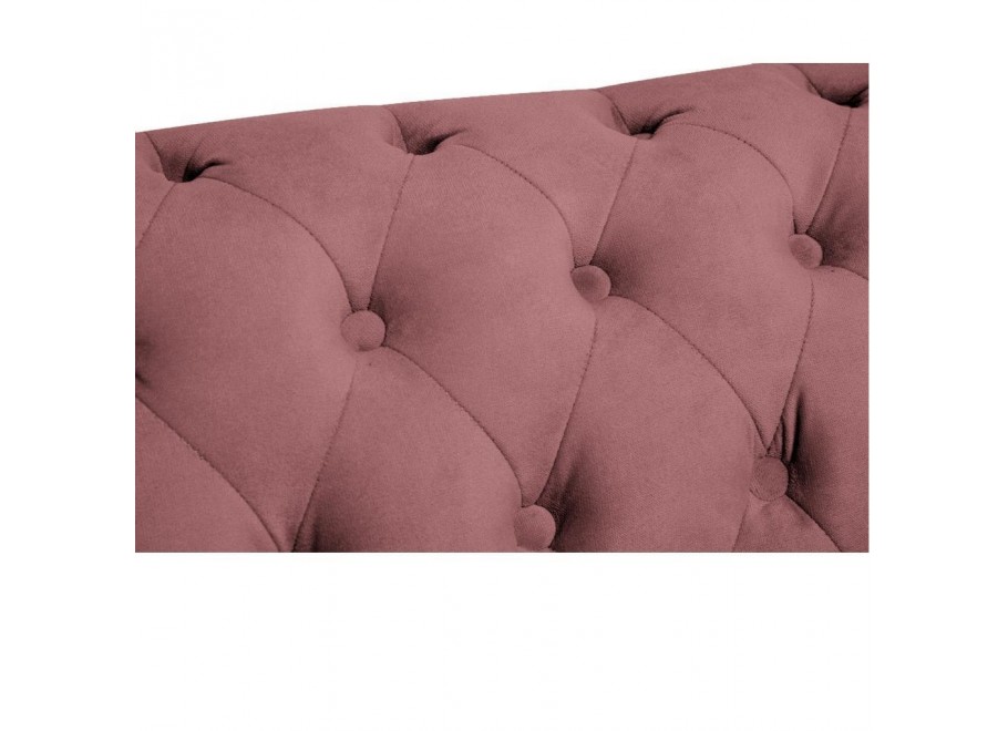 Różowa sofa dwuosobowa Chesterfield VINCENT – elegancka, pikowana, mała 4