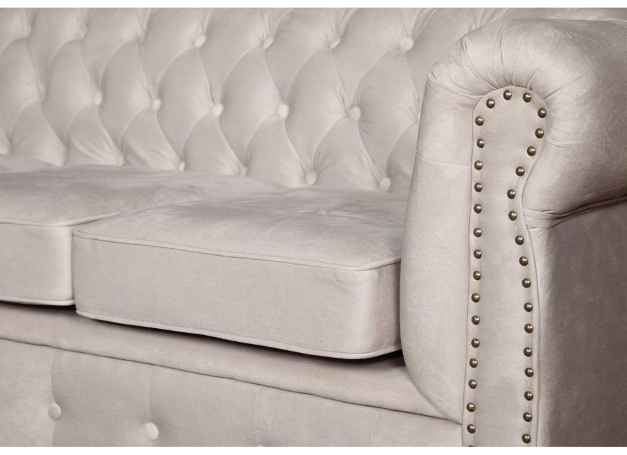 Sofa pikowana VINCENT Chesterfield – szara, stylowa, idealna do salonu - Amore 31