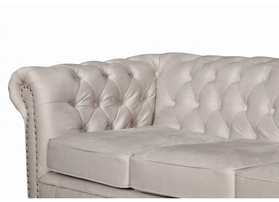 Sofa pikowana VINCENT Chesterfield – szara, stylowa, idealna do salonu - Amore 31