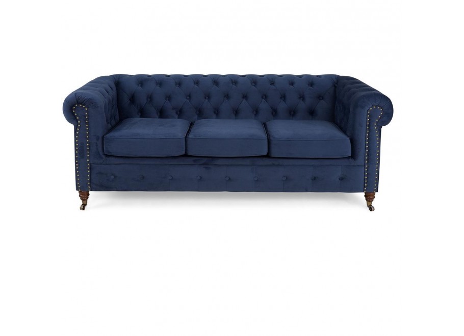 Sofa pikowana Chesterfield VINCENT – kobaltowy kolor, elegancja i komfort