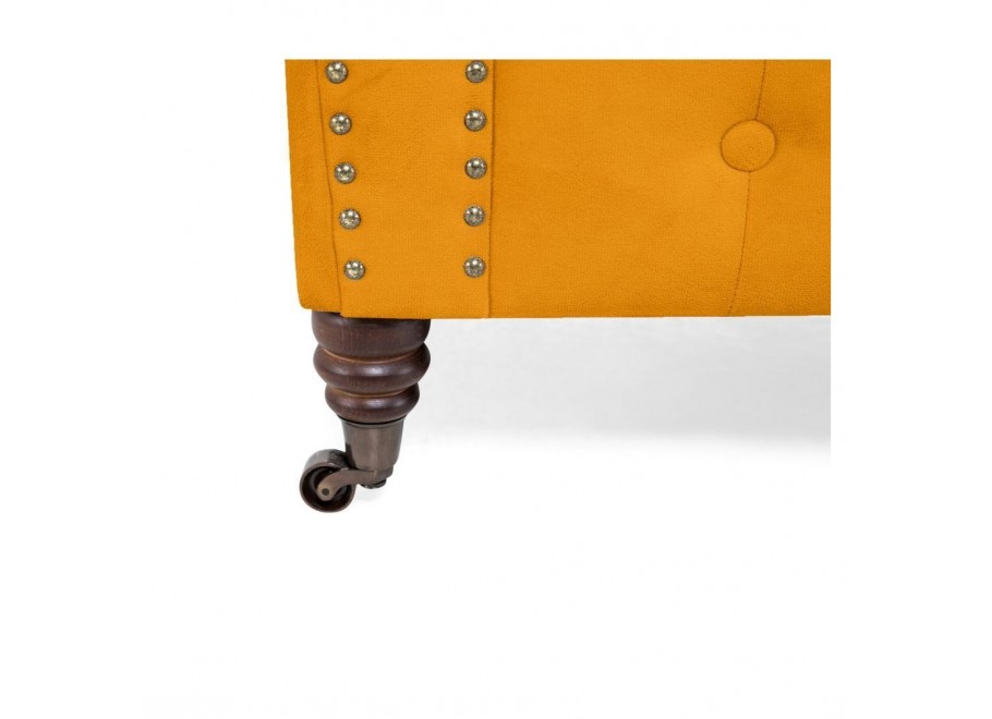 Sofa trzyosobowa pikowana Chesterfield VINCENT – żółta, wygodna i efektowna 8