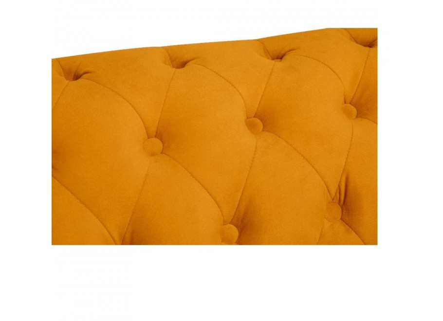 Sofa trzyosobowa pikowana Chesterfield VINCENT – żółta, wygodna i efektowna 3