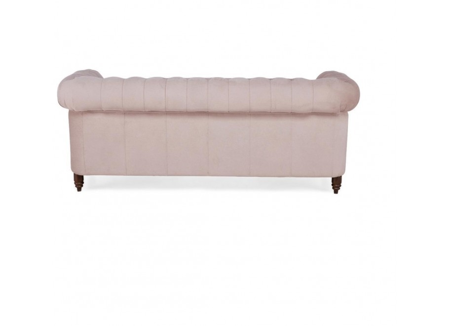 Sofa trzyosobowa Chesterfield VINCENT – pudrowy róż, welurowa tkanina 6