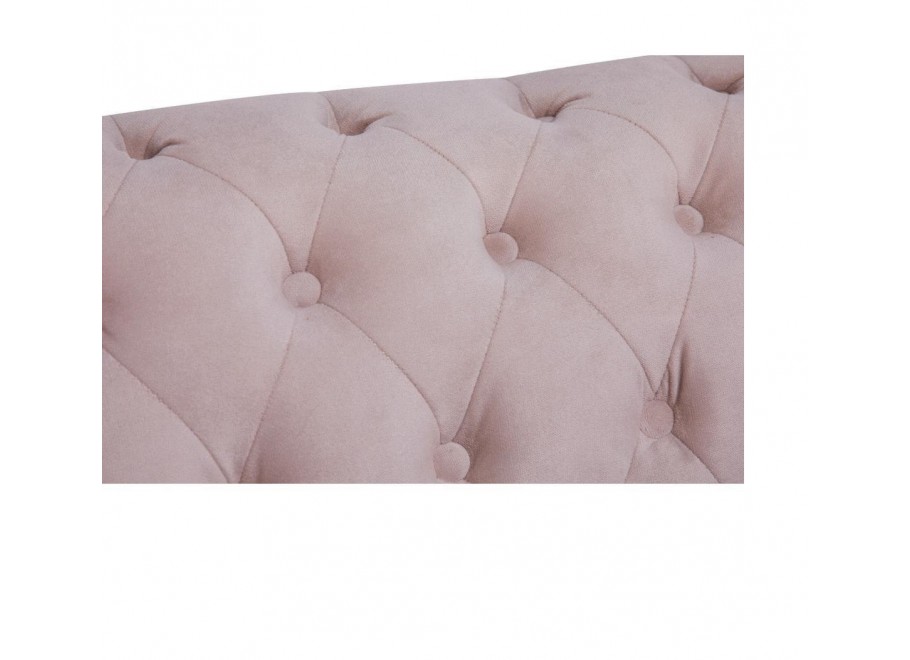 Sofa trzyosobowa Chesterfield VINCENT – pudrowy róż, welurowa tkanina 5