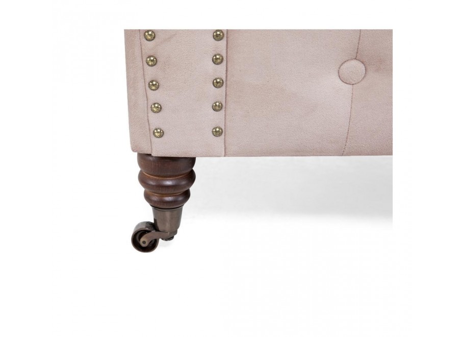 Sofa trzyosobowa Chesterfield VINCENT – pudrowy róż, welurowa tkanina 8