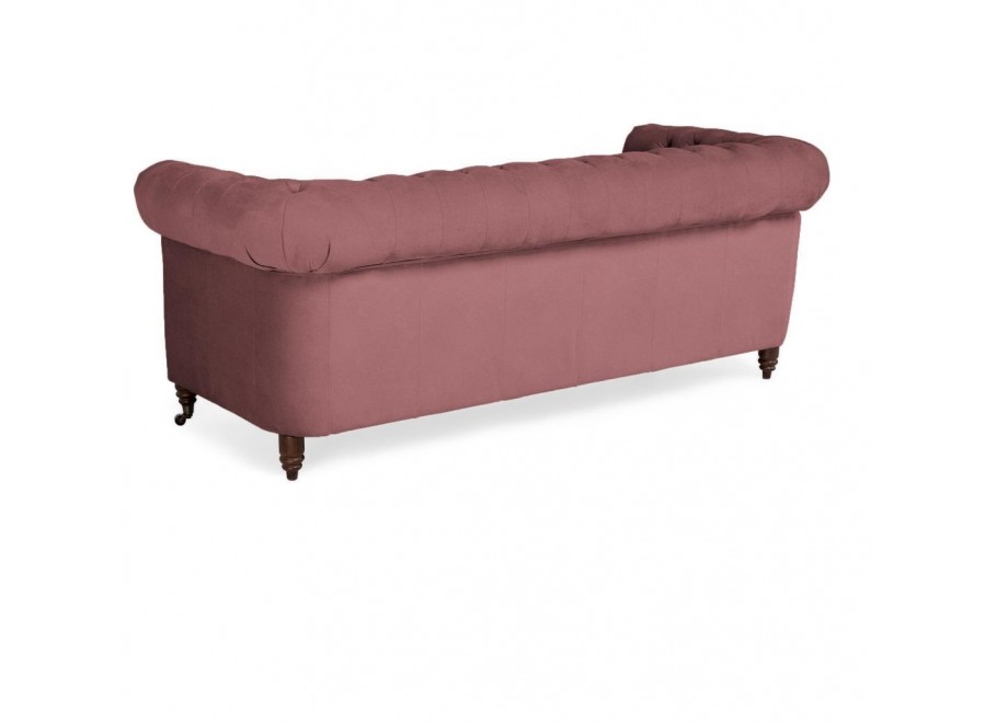 Sofa trzyosobowa Chesterfield VINCENT – pudrowy róż, welurowa tkanina 6