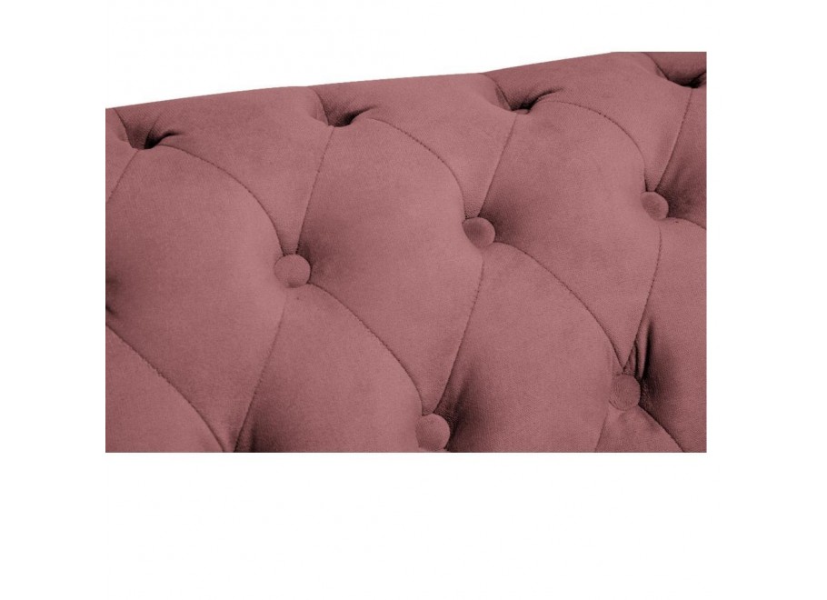 Sofa trzyosobowa Chesterfield VINCENT – pudrowy róż, welurowa tkanina 4