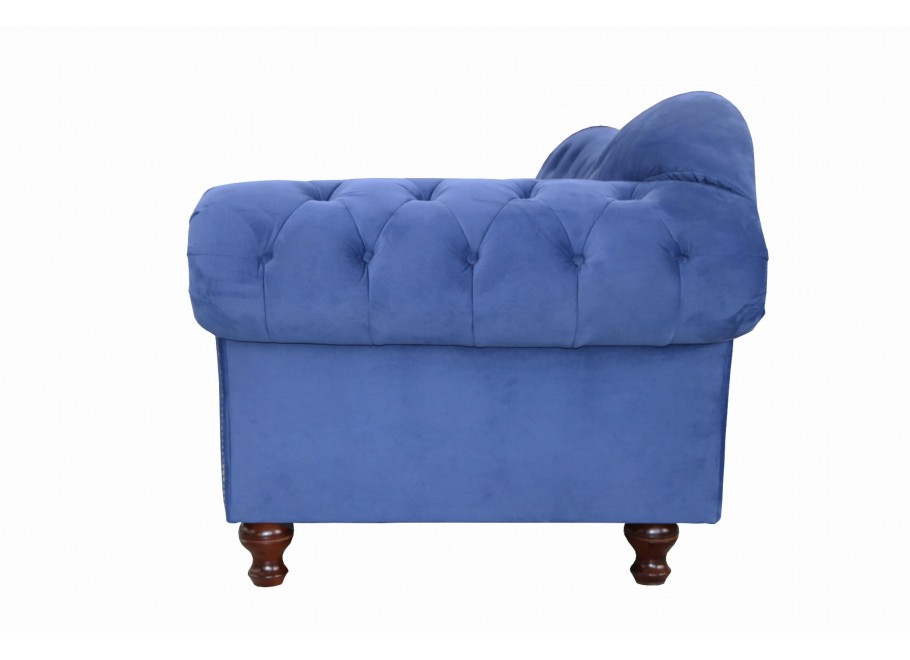 Niebieska sofa dwuosobowa z funkcją spania pikowana Chesterfield PARIS - Idealna do salonu - Amore 15