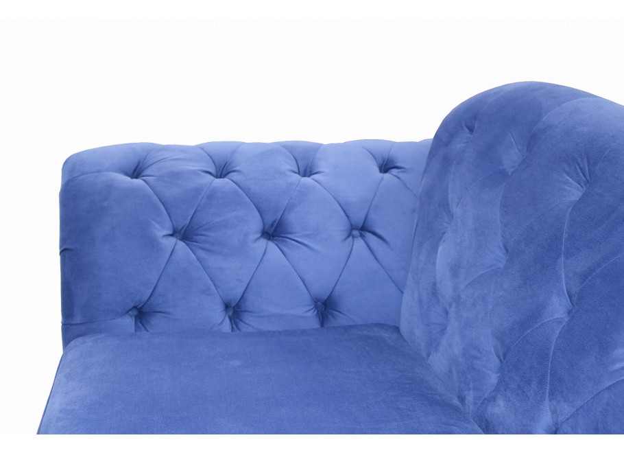 Niebieska sofa dwuosobowa z funkcją spania pikowana Chesterfield PARIS - Idealna do salonu - Amore 15