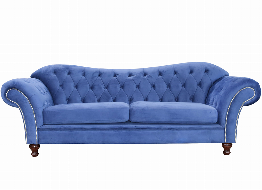 Niebieska sofa dwuosobowa z funkcją spania pikowana Chesterfield PARIS - Idealna do salonu - Amore 15