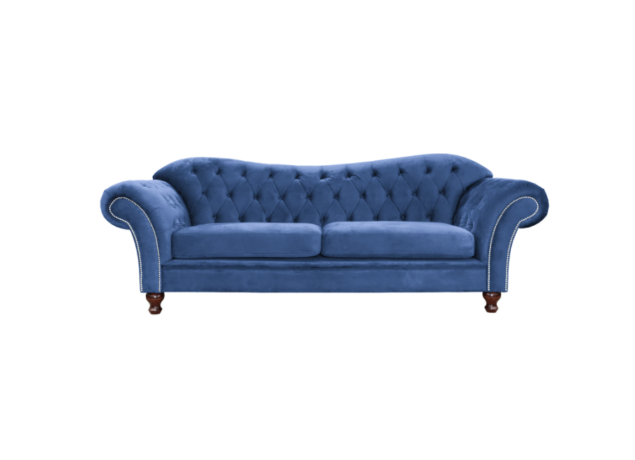 Chesterfield PARIS kobaltowa – elegancka sofa trzyosobowa do salonu 1