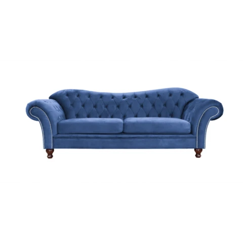 Chesterfield PARIS kobaltowa – elegancka sofa trzyosobowa do salonu
