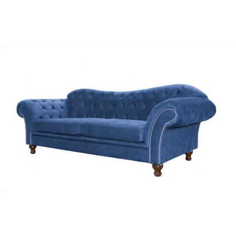 Chesterfield PARIS kobaltowa – elegancka sofa trzyosobowa do salonu