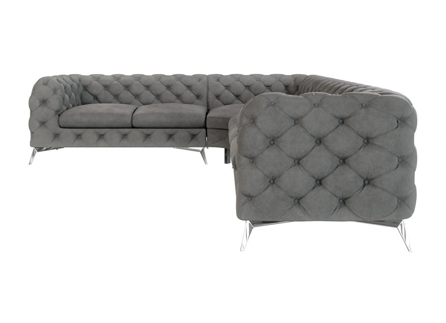 Narożnik sześcioosobowy pikowany glamour Chesterfield TEO 2+E+3 12
