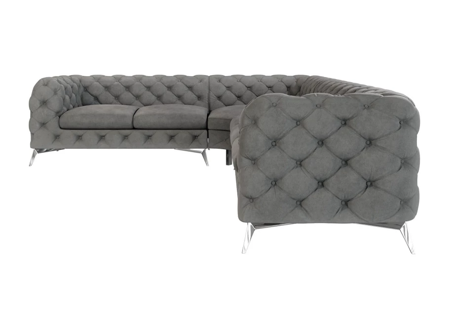 Narożnik sześcioosobowy pikowany glamour Chesterfield TEO 2+E+3