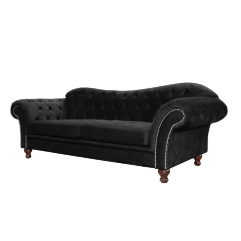 Stylowa czarna sofa trzyosobowa Paris Chesterfield– idealna do salonu i biura