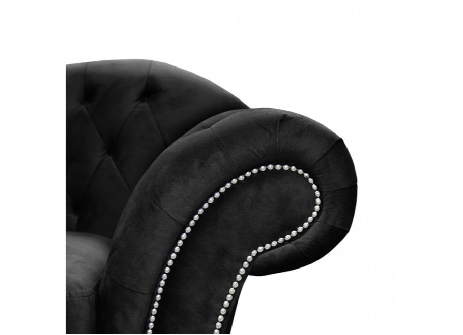 Stylowa czarna sofa trzyosobowa Paris Chesterfield– idealna do salonu i biura 3