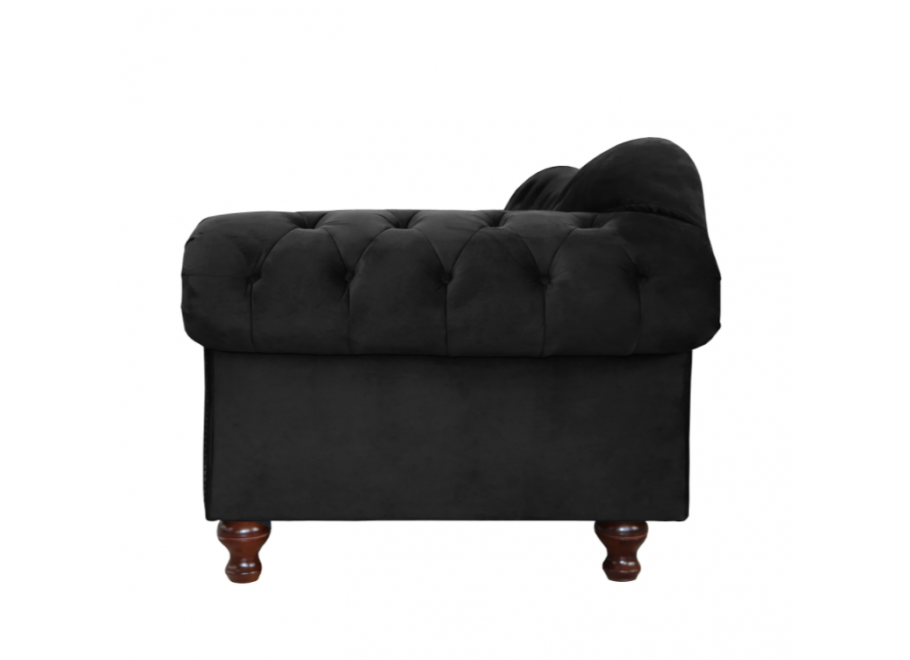 Stylowa czarna sofa trzyosobowa Paris Chesterfield– idealna do salonu i biura 7