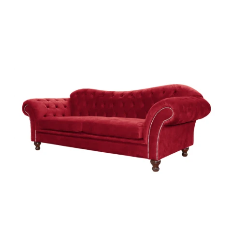 Wygodna sofa trzyosobowa Paris Chesterfield– w kolorze czerwonym