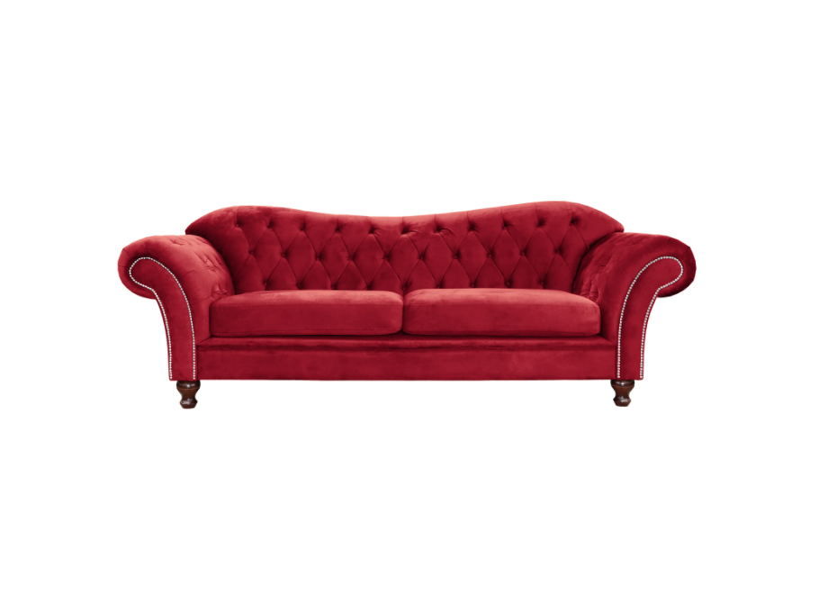 Wygodna sofa trzyosobowa Paris Chesterfield– w kolorze czerwonym